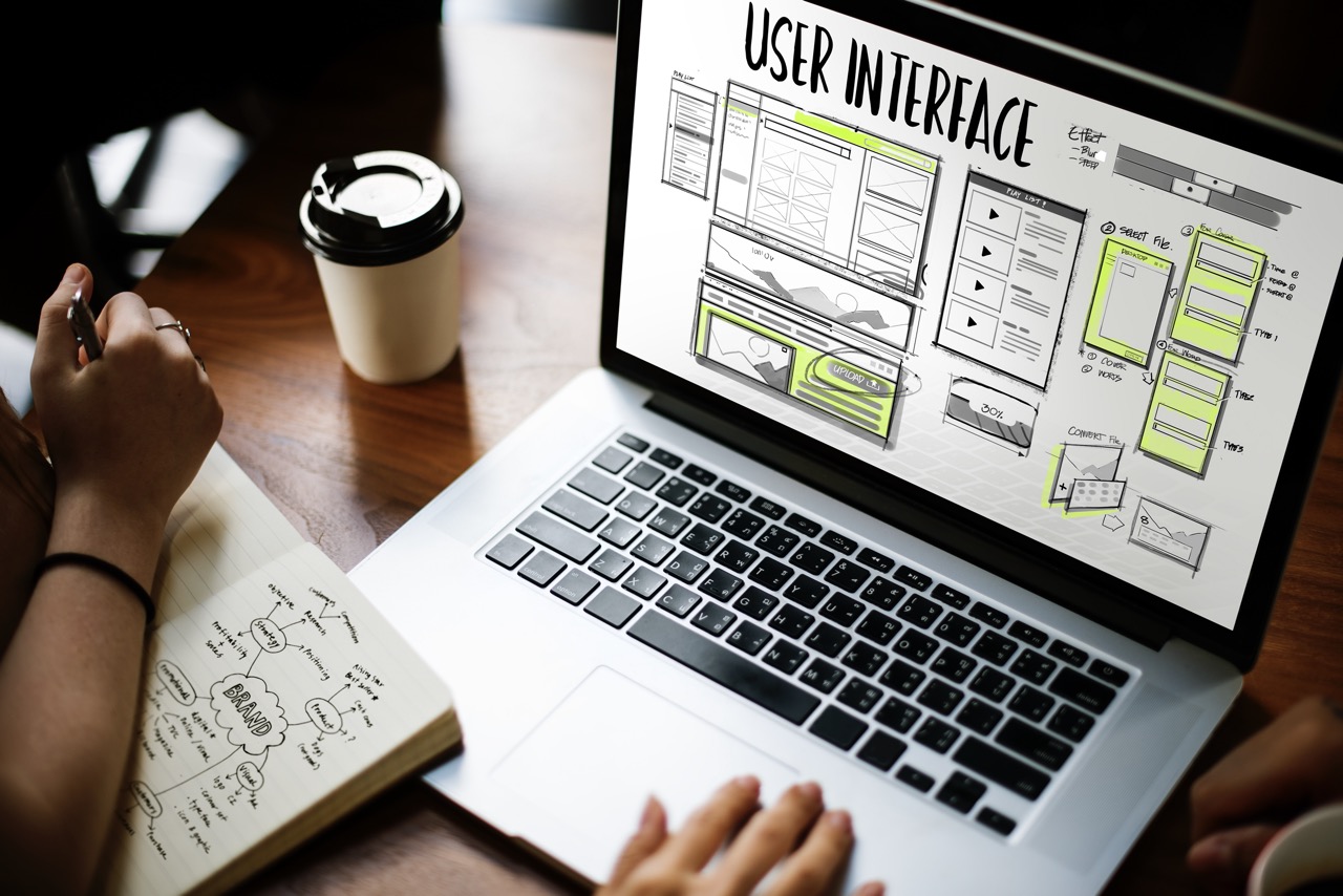User interface and user experience design wireframe on laptop